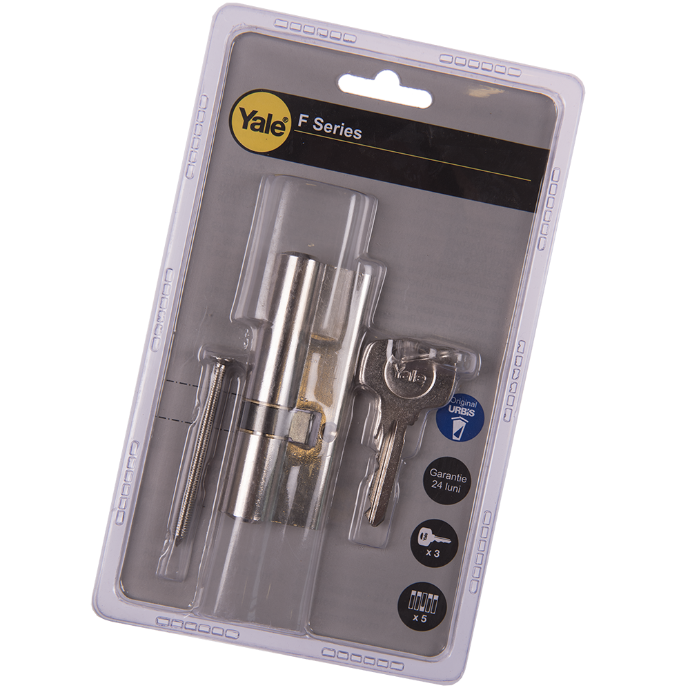 Oferte la Cilindru de siguranta standard cu frezare, Yale, alama nichelata, 30 x 50 mm, 3 chei 