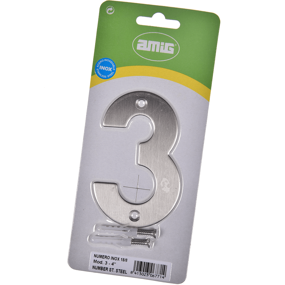 Oferte la Numar usa/poarta 3 Fischer, inox, prindere suruburi, 10 mm