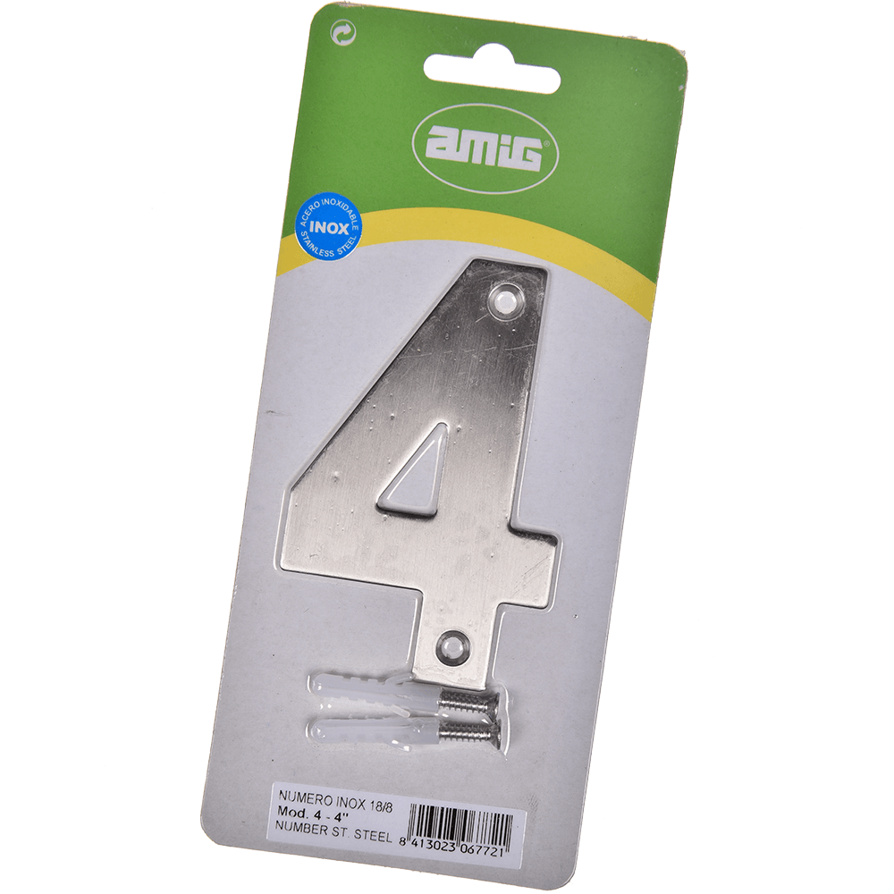 Oferte la Numar usa/poarta 4 Fischer, inox, prindere suruburi, 10 mm