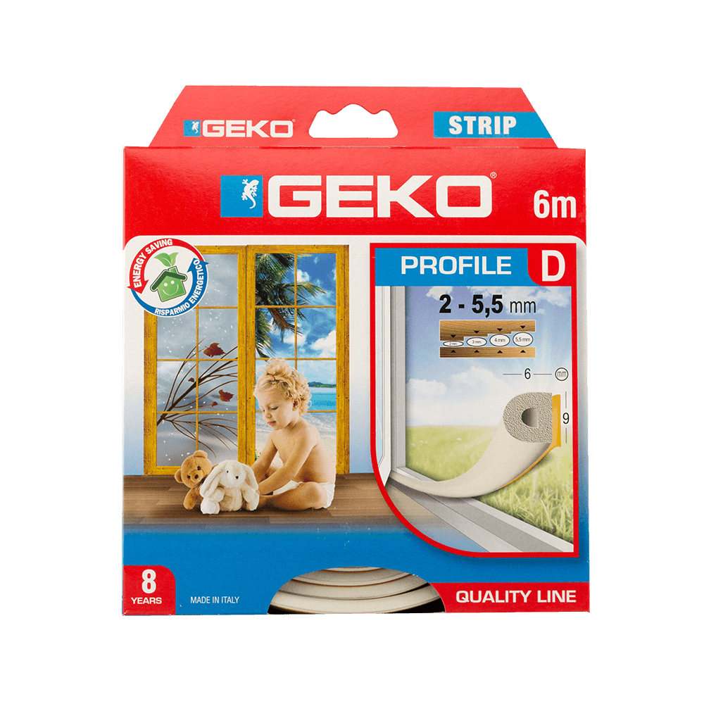 Oferte la Garnitura adeviza Geko Strip, EPDM, alb, 9 x 6 mm x 6 m
