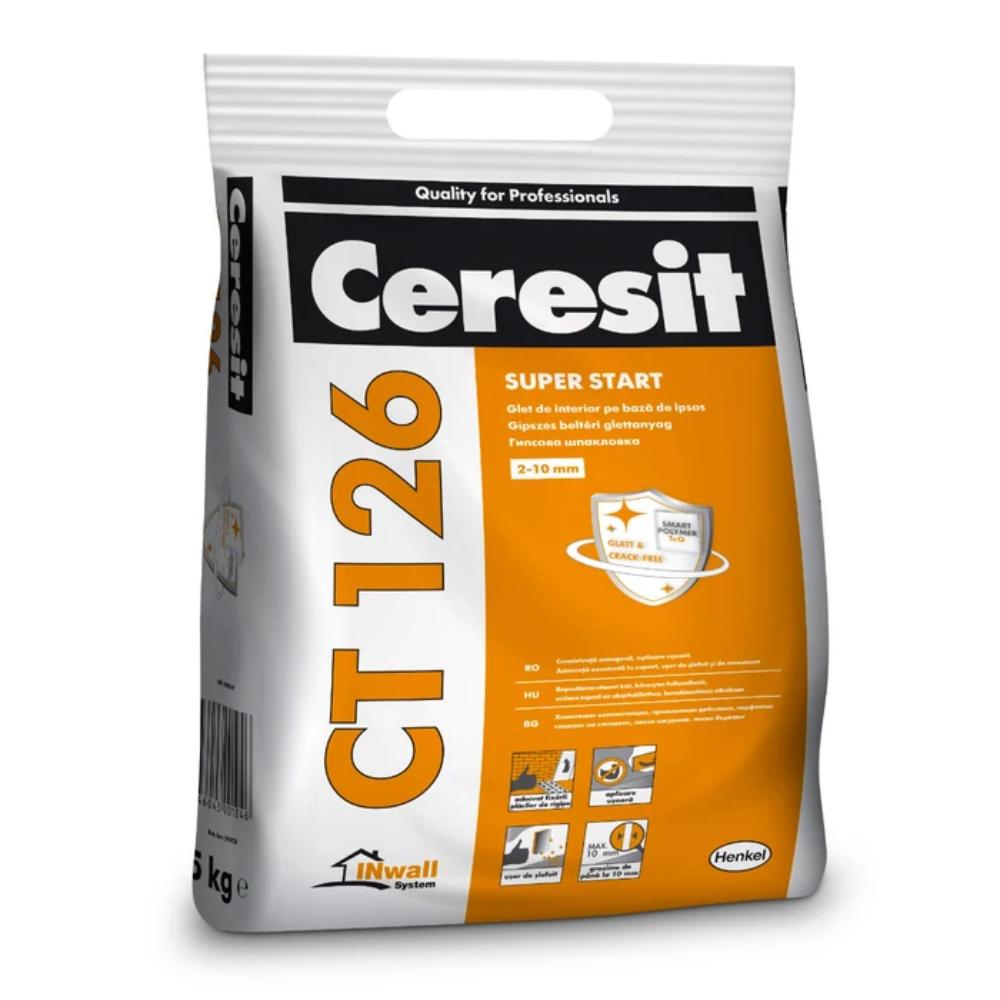 Oferte la Glet Ceresit CT 126, pe baza de ipsos, pentru interior, 5 kg