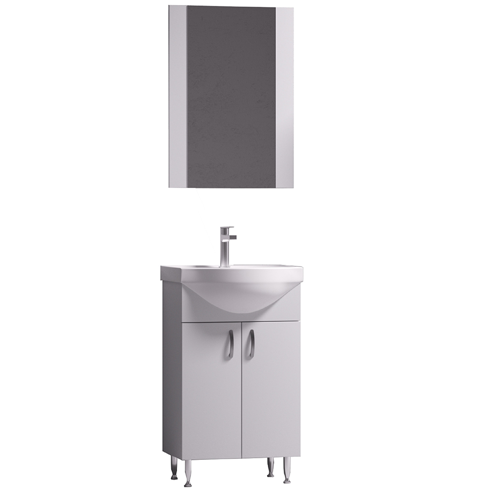 Oferte la Set mobilier baie Badenmob Eco 51, masca + lavoar + oglinda, alb 