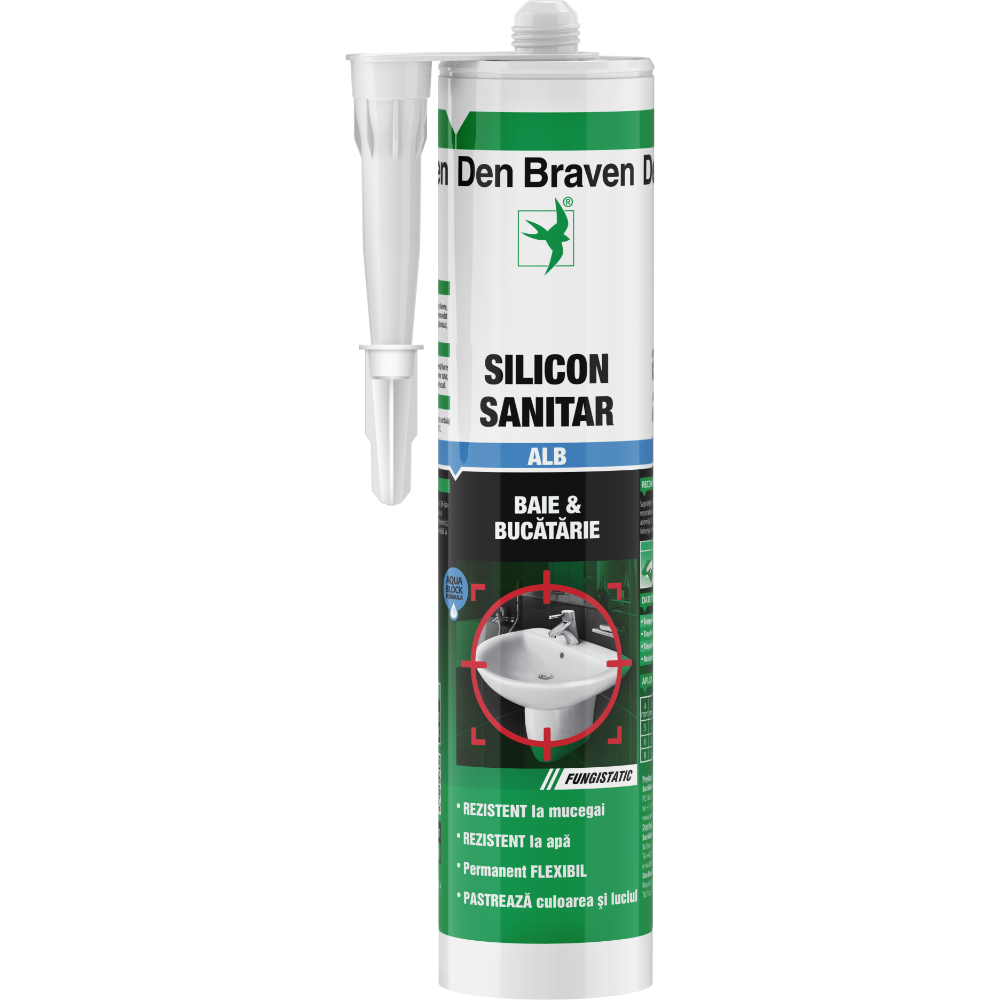 Oferte la Silicon sanitar, alb, Den Braven, interior, 280 ml