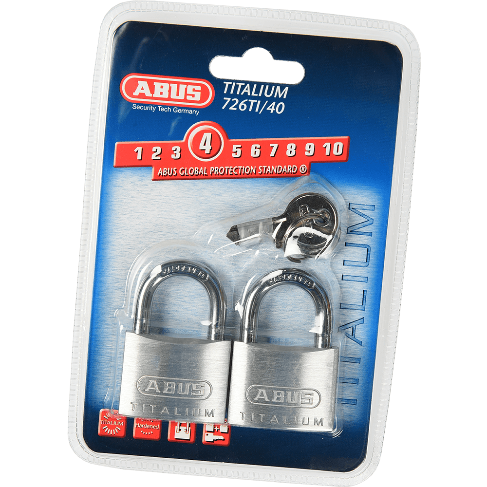 Oferte la Set 2 lacate din aluminiu, Abus Titalium 726TI, l 40mm, 3 chei