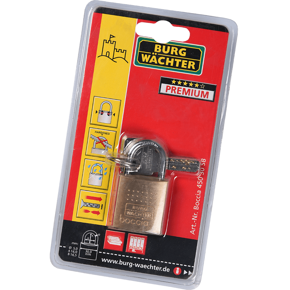 Oferte la Lacat din alama, Burg Wachter 450 Boccia, l 30mm, 2 chei cu amprenta