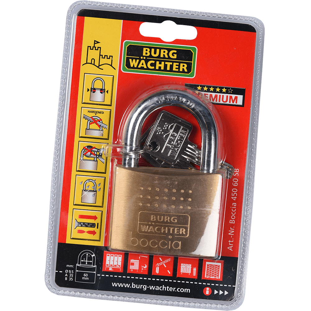 Oferte la Lacat din alama, Burg Wachter 450 Boccia, l 60mm, 2 chei