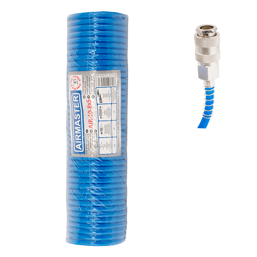 Oferte la Furtun spiralat, Airmaster AIR-15-8X5, racorduri metalice, 15 m, 8 x 5 mm
