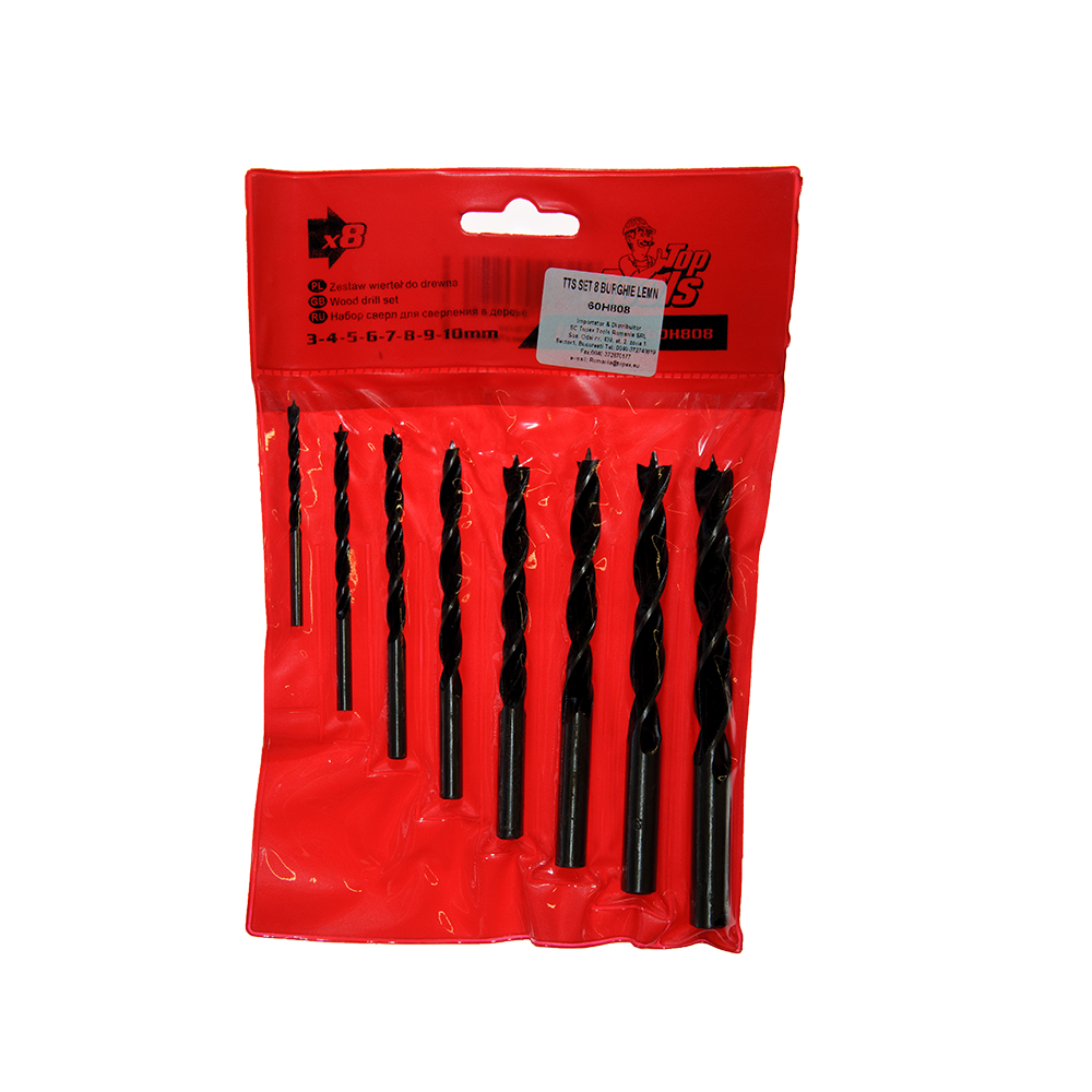 Oferte la Set 8 burghie Top Tools 60H808, mandrina standard, pentru lemn, 3-10 mm 