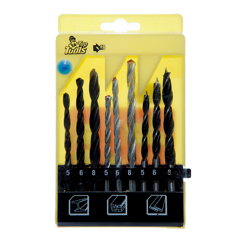Oferte la Set 9 burghie combinate Top Tools 60H009, mandrina standard, pentru lemn, beton si metal, 5-8 mm