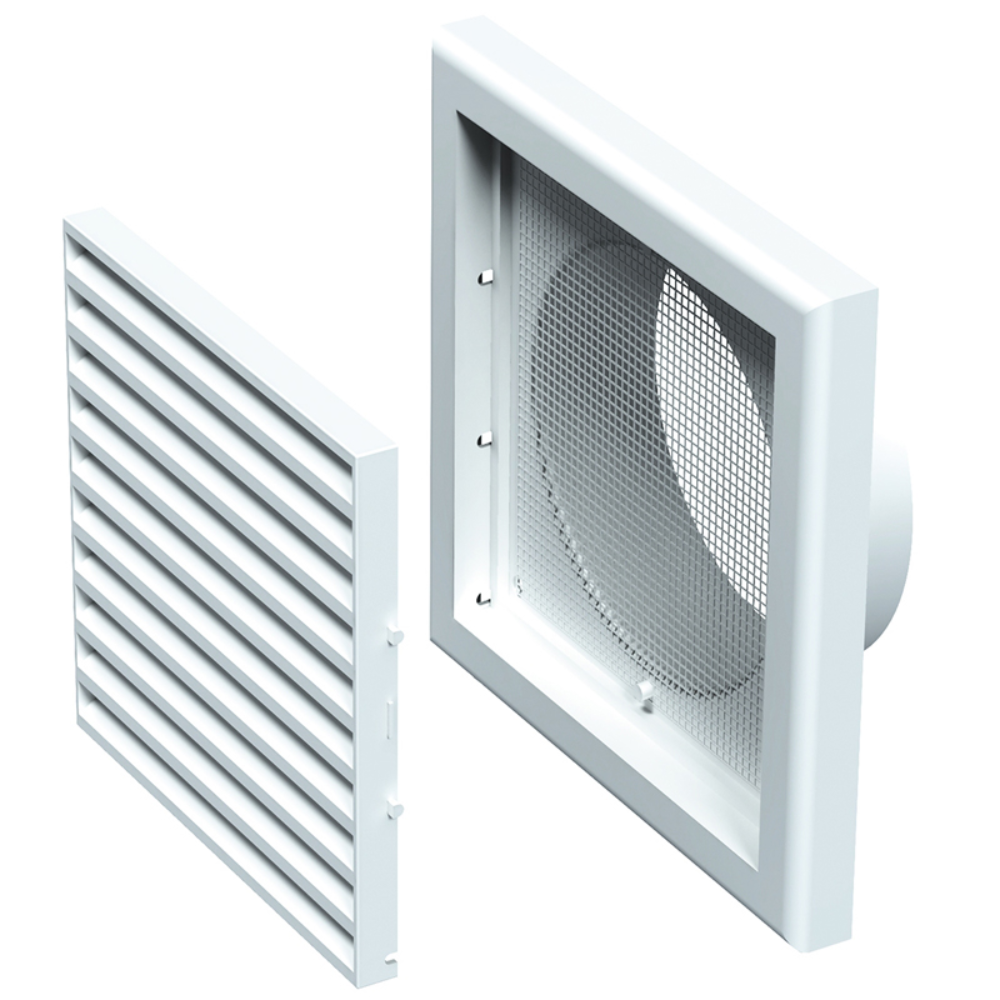 Oferte la Grila dreptunghiulara cu manson Vents, PVC, alb, DN 125 mm, 187 x 187 mm