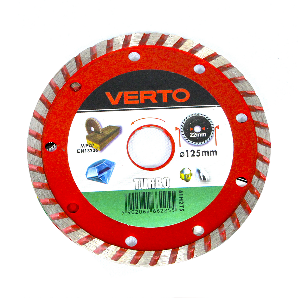 Oferte la Disc diamantat debitare beton Verto Turbo 61H2T5, 125 x 22.2 x 2 mm 