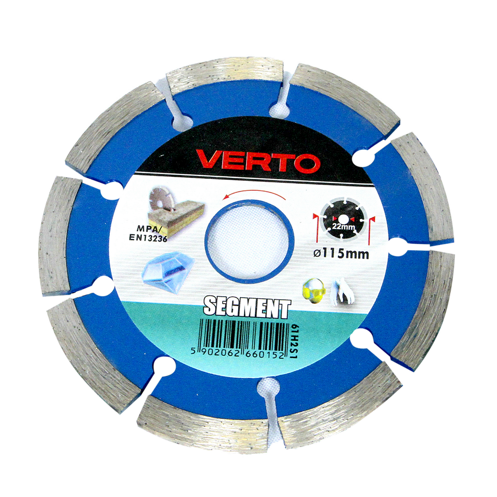 Oferte la Disc diamantat segmentat debitare beton/ceramica Verto 61H2S1, 115 x 22.2 x 2 mm 