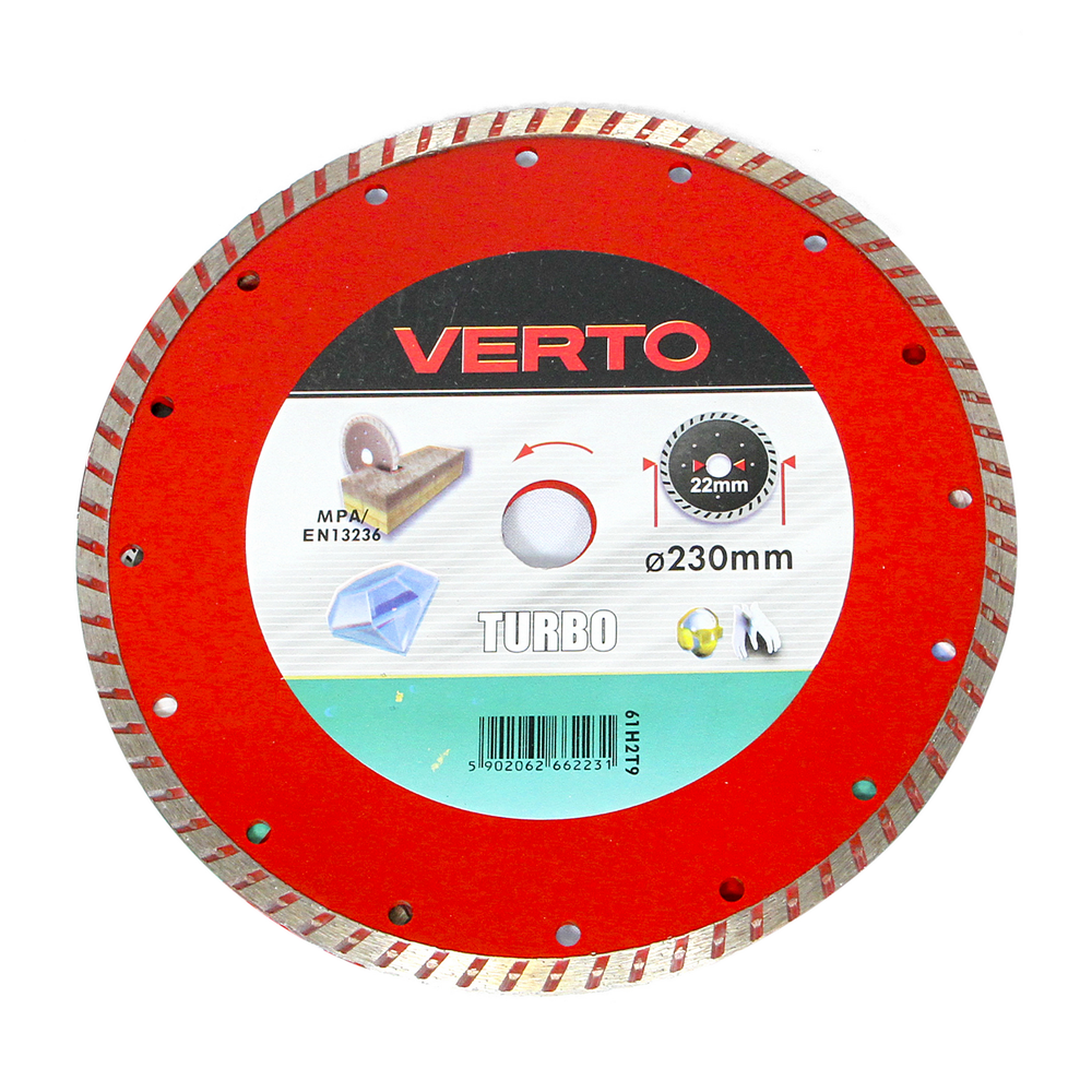 Oferte la Disc diamantat debitare beton Verto Turbo 61H2T9, 230 x 22.2 x 2 mm 