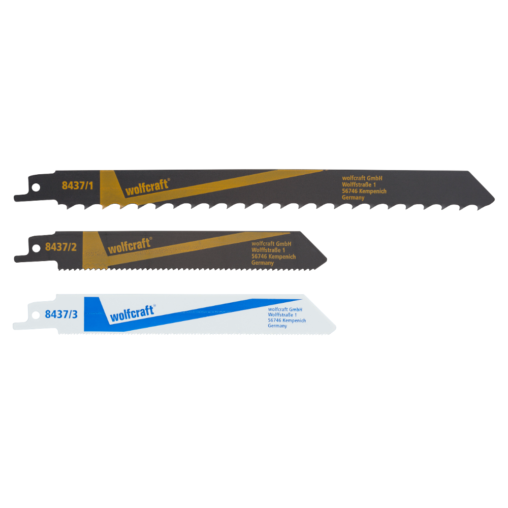 Oferte la Set trei lame Wolfcraft pentru fierastrau sabie, pentru lemn,  3-100mm/20-180mm/1-3mm