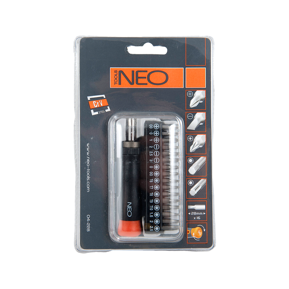 Oferte la Set surubelnita + biti de precizie Neo, 17 bucati