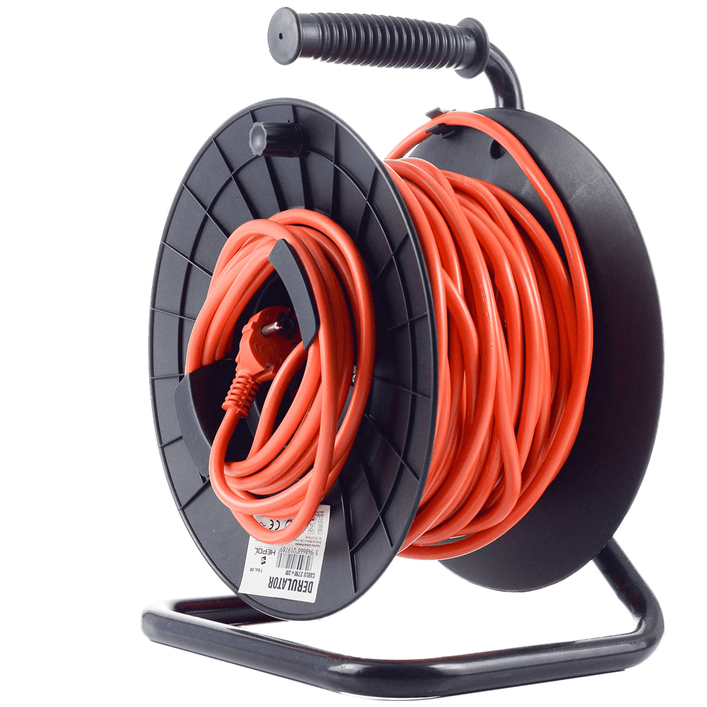 Oferte la Tambur cablu electric Hepol, 1 prize, protectie copii, 27 m + 3 m, portocaliu