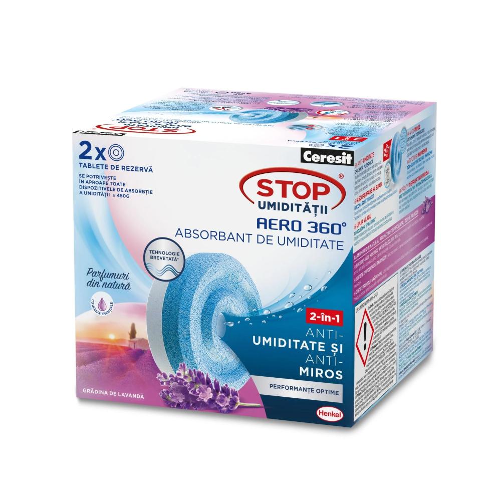 Oferte la Rezerve aparat antiumiditate Ceresit Aero 360, parfum lavanda, 2 x 450 g