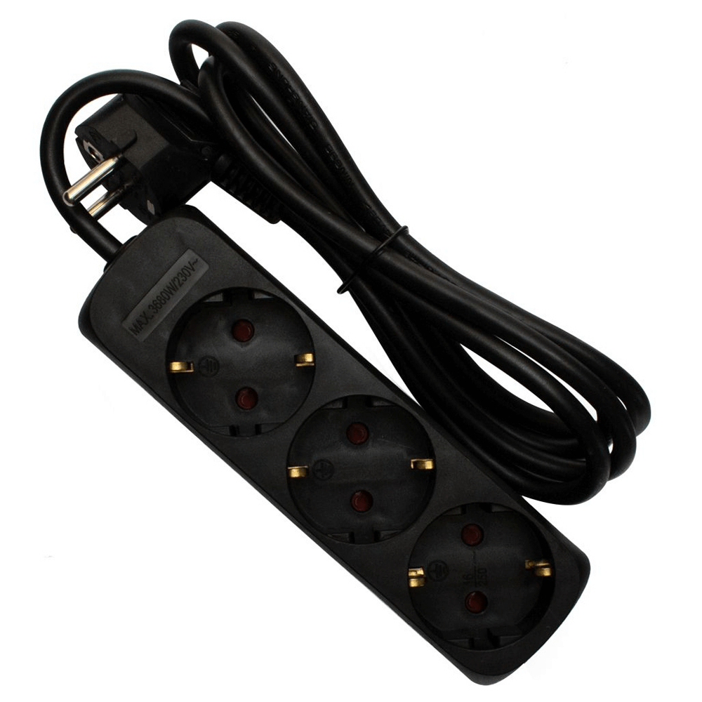 Oferte la Prelungitor Strohm, 3 prize, protectie copii, 3 x 1 mm, 3 m, negru