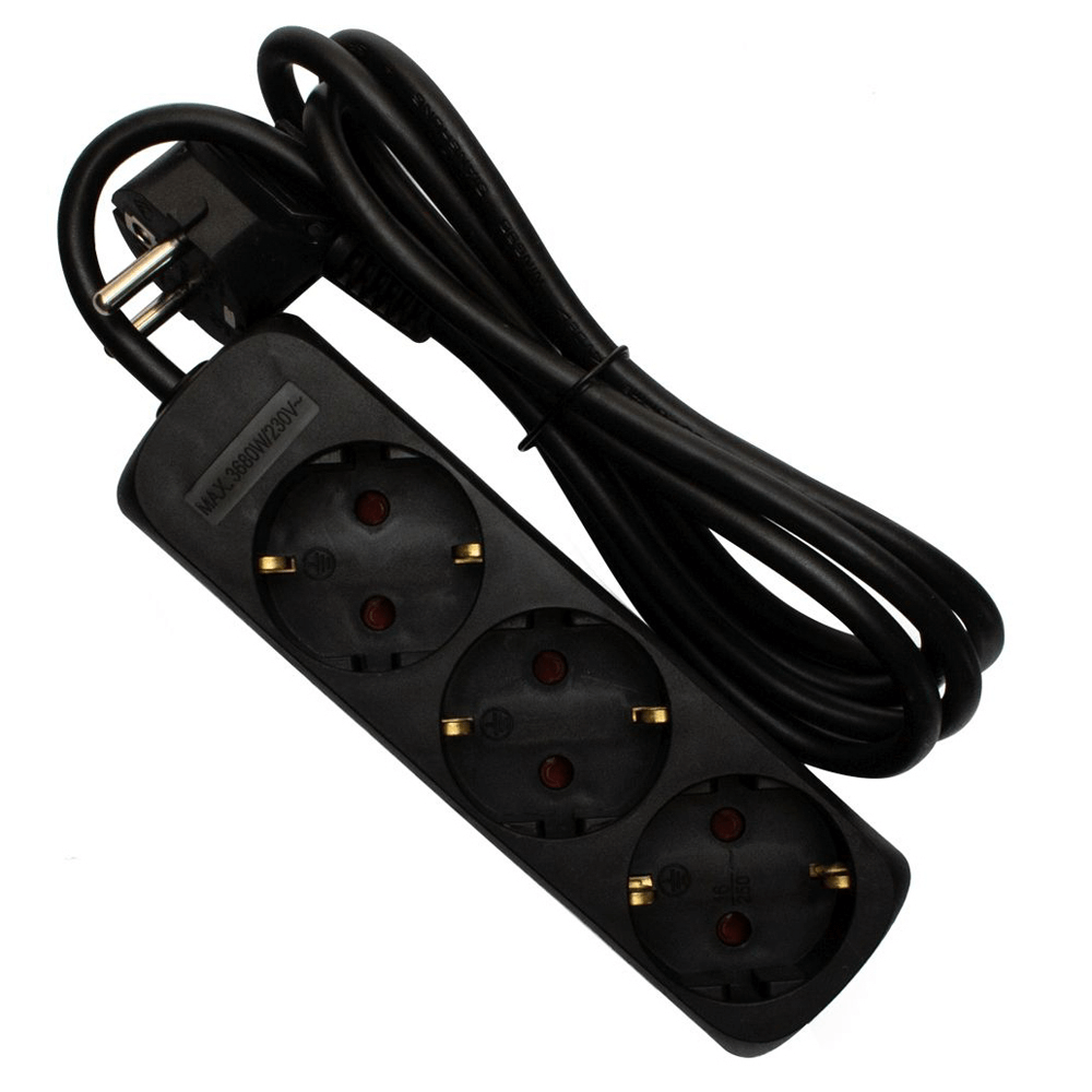 Oferte la Prelungitor Strohm, 3 prize, protectie copii, 3 x 1 mm, 1,5 m, negru
