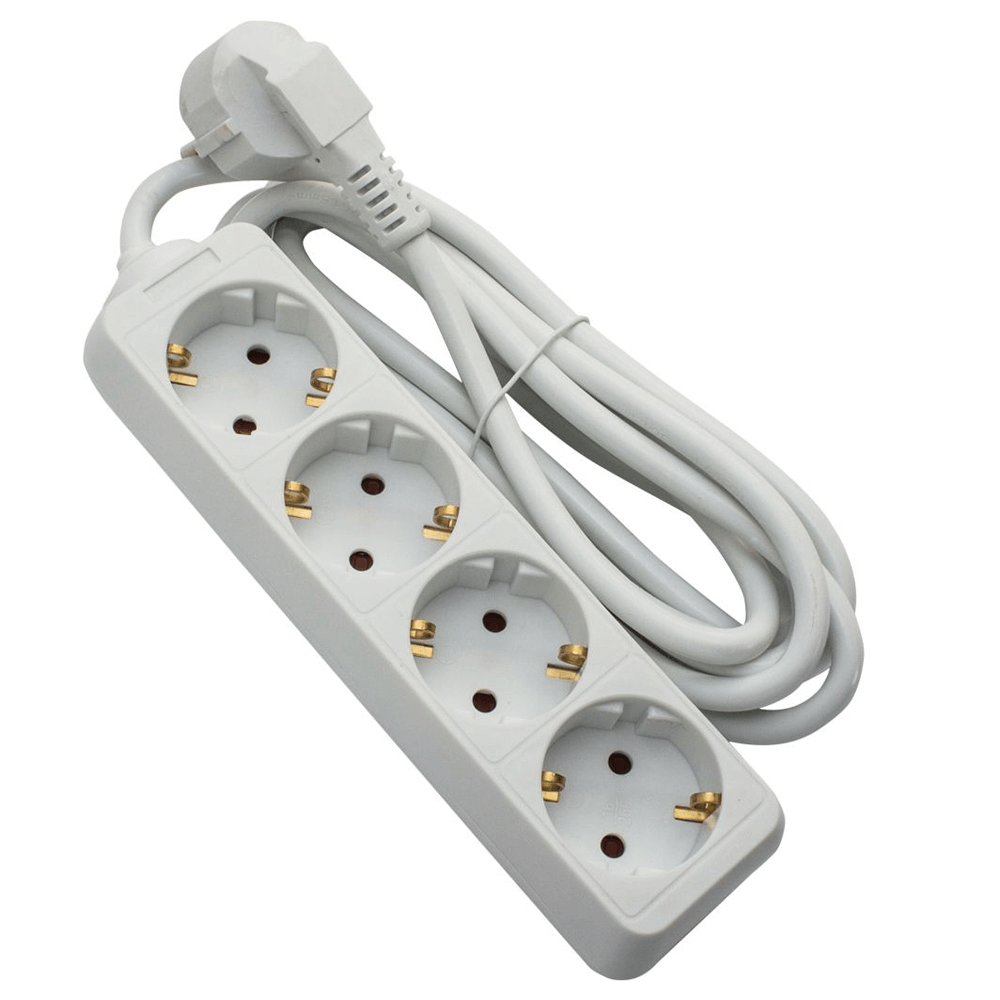 Oferte la Prelungitor Strohm, 4 prize, protectie copii, 3 x 1 mm, 1,5 m, alb