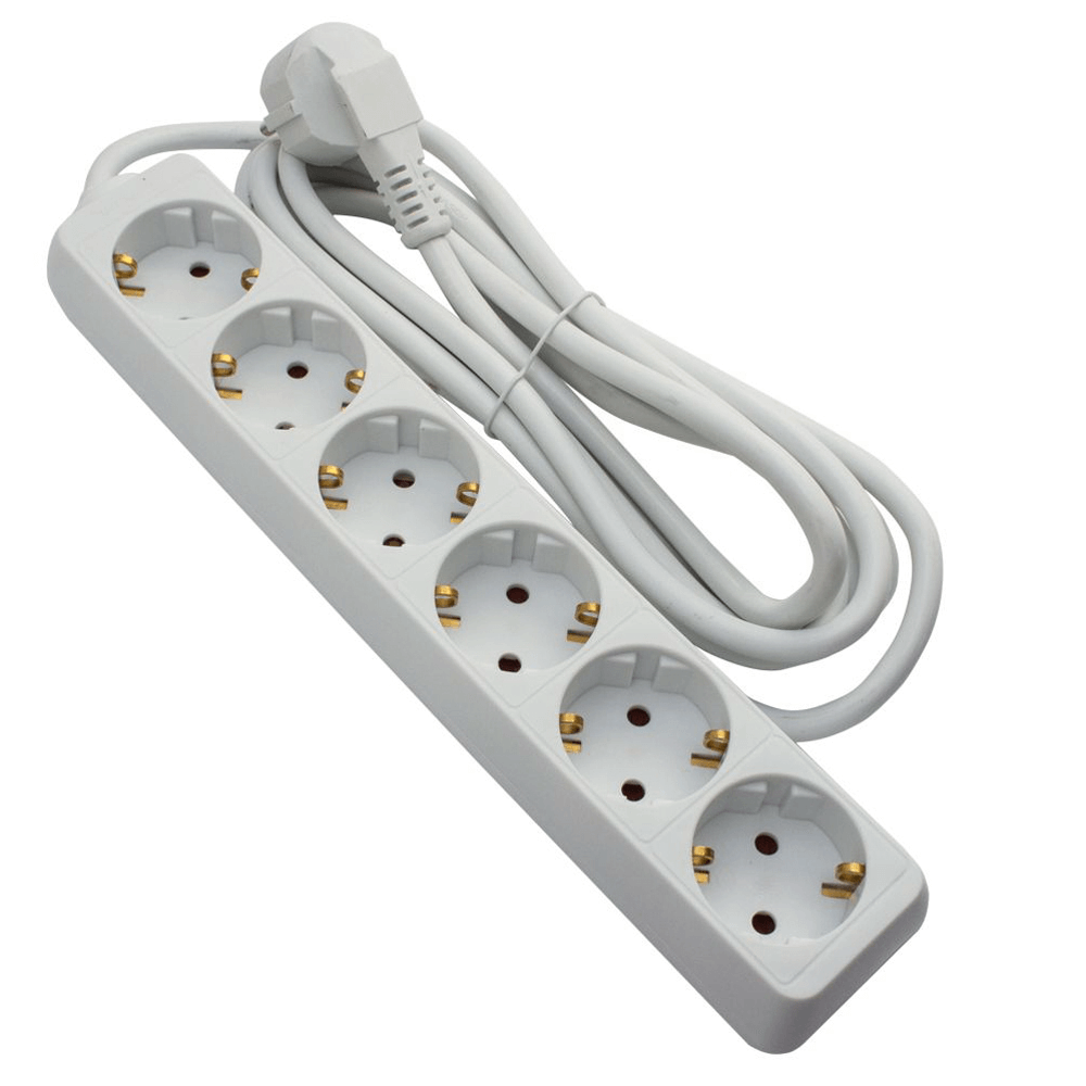 Oferte la Prelungitor Strohm, 6 prize, protectie copii, 3 x 1 mm, 1,5 m, alb