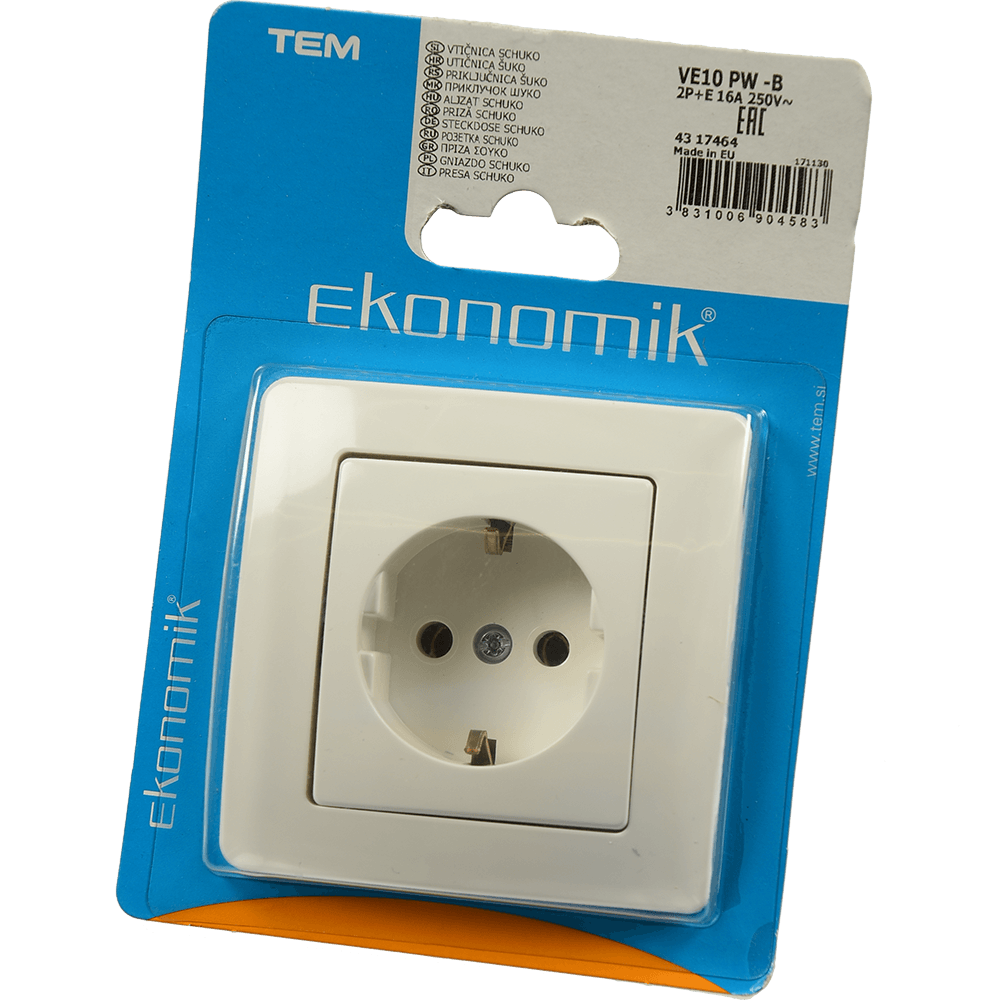 Oferte la Priza electrica simpla TEM Ekonomik, montaj incastrat, alb
