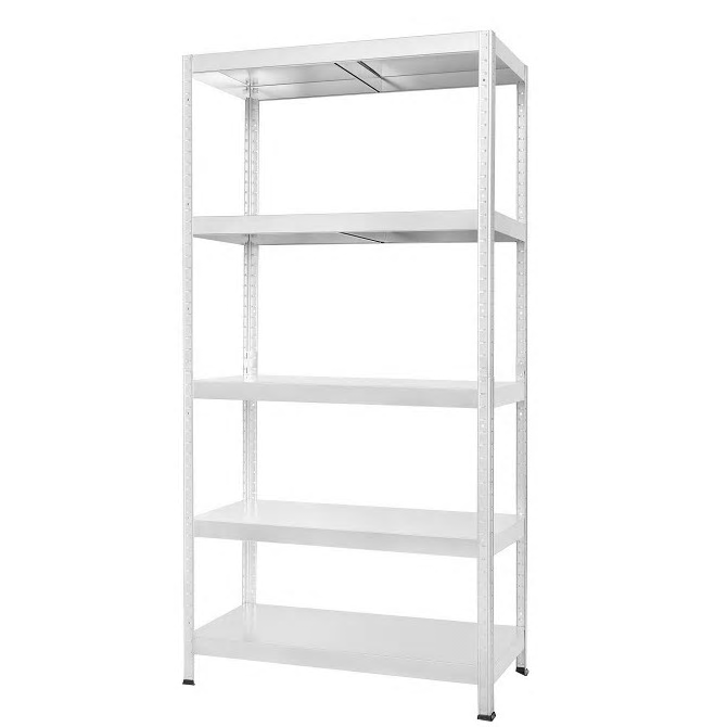 Oferte la Raft metalic cu 5 polite din metal Drumy, alb, 90 kg/polita, 180 x 90 x 40 cm