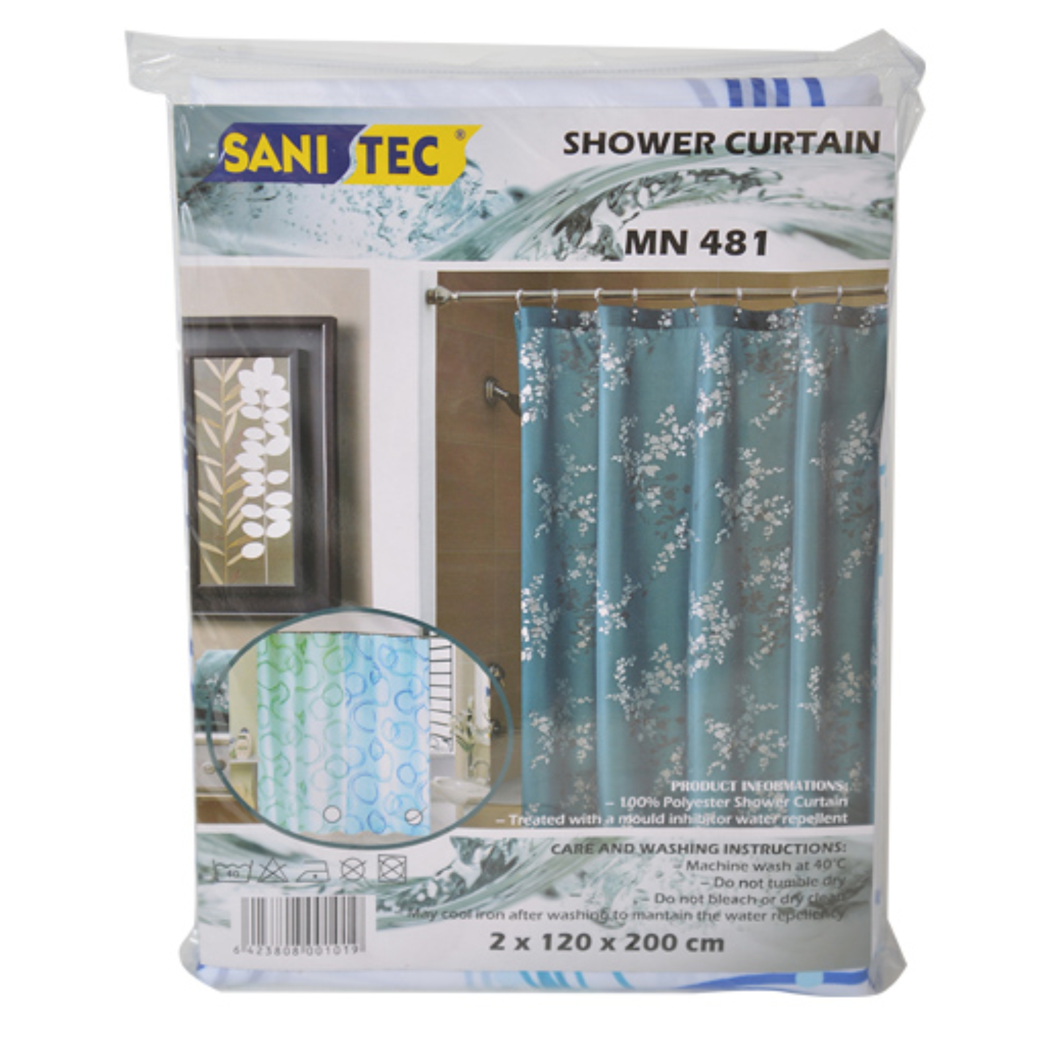 Oferte la Perdea dus dubla Sanitec MN-481, poliester, bleu, 2 x 120 x 200 cm
