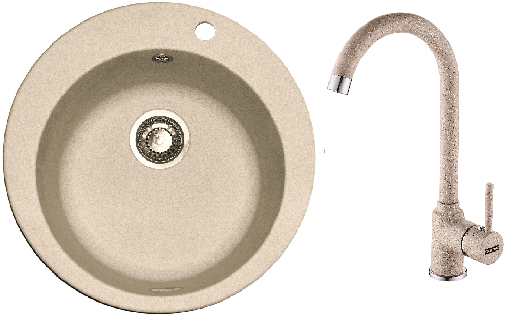 Oferte la Chiuveta rotunda Avena si baterie Pola, Franke, fragranite, bej, 51cm