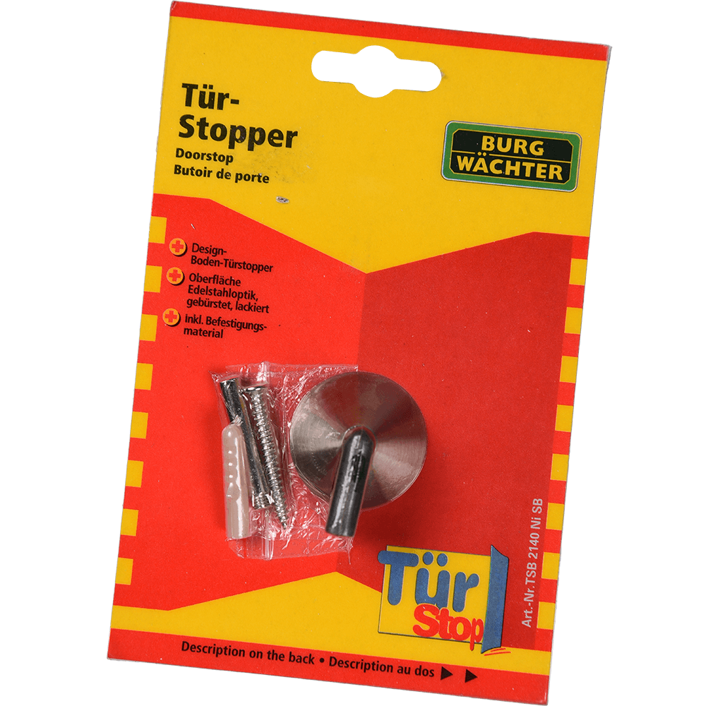 Oferte la Opritor pentru usa Burg Wachter cu fixare pe podea, otel inoxidabil, D45 mm, H 26 mm