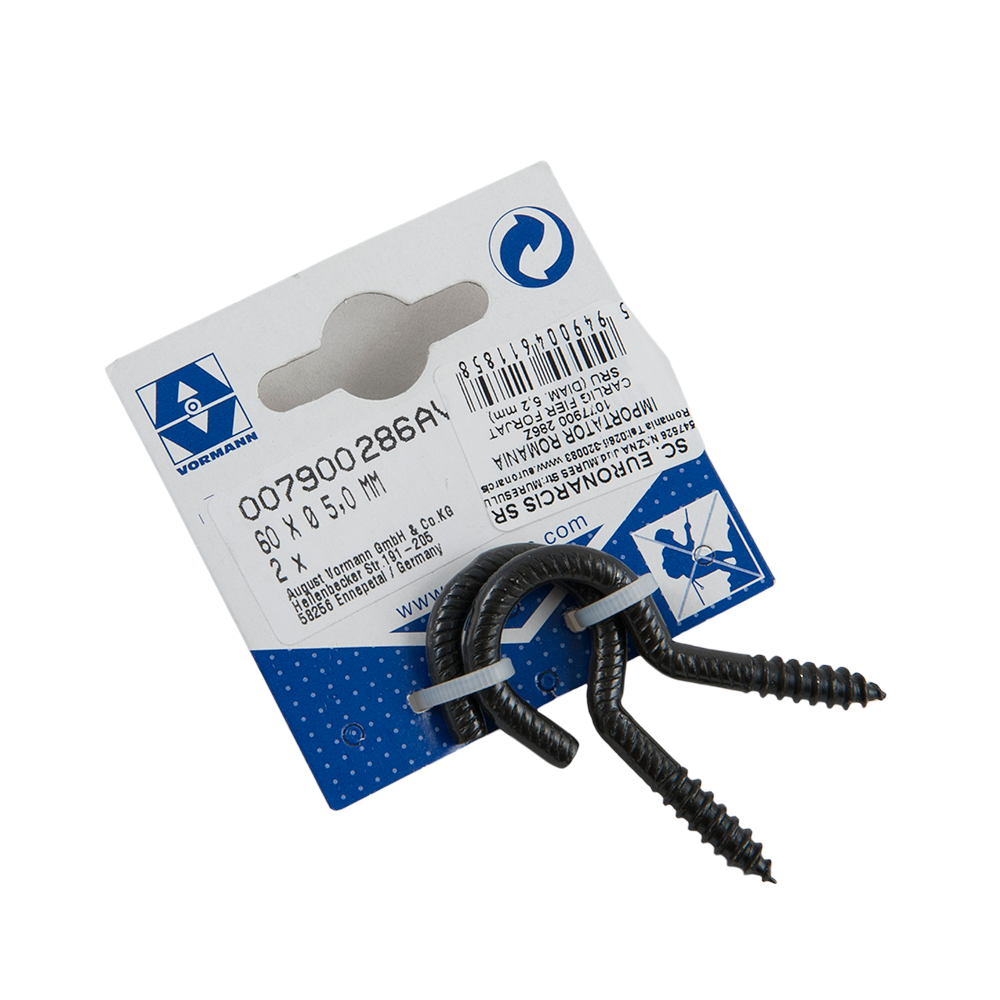 Oferte la Carlig filetat din fier forjat, 60 x 18 x 5,2 mm