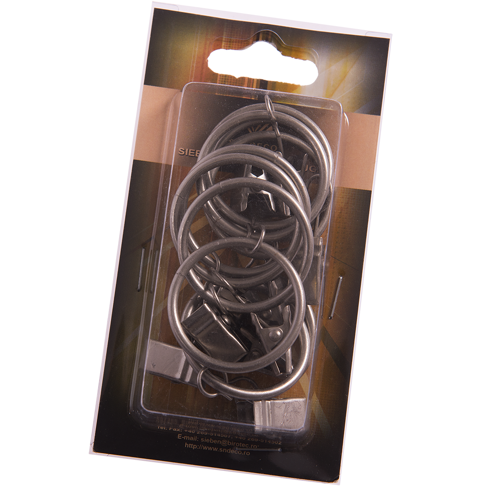 Oferte la Inel galerie, 20 mm + clema, metal forjat - inox, set 10 buc