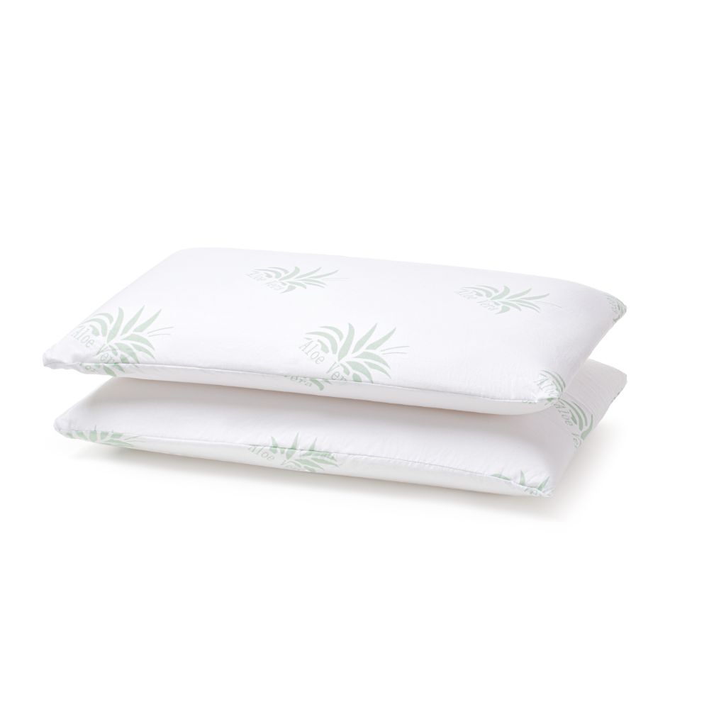 Oferte la Set 2 perne pentru dormit  Memory Aloe Vera spuma cu memorie + microfibra alb, verde 40 x 70 cm