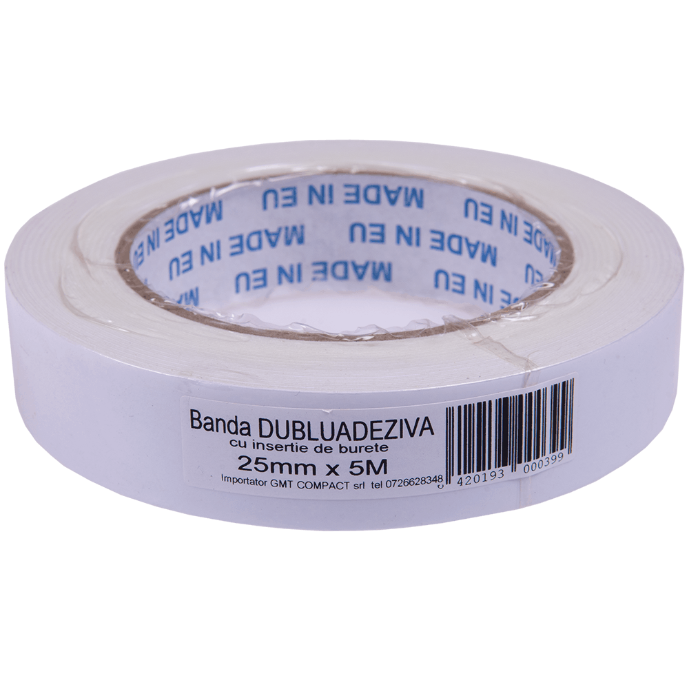 Oferte la Banda dublu adeziva, pentru fixari, suport burete, gri, 25 mm, 5m