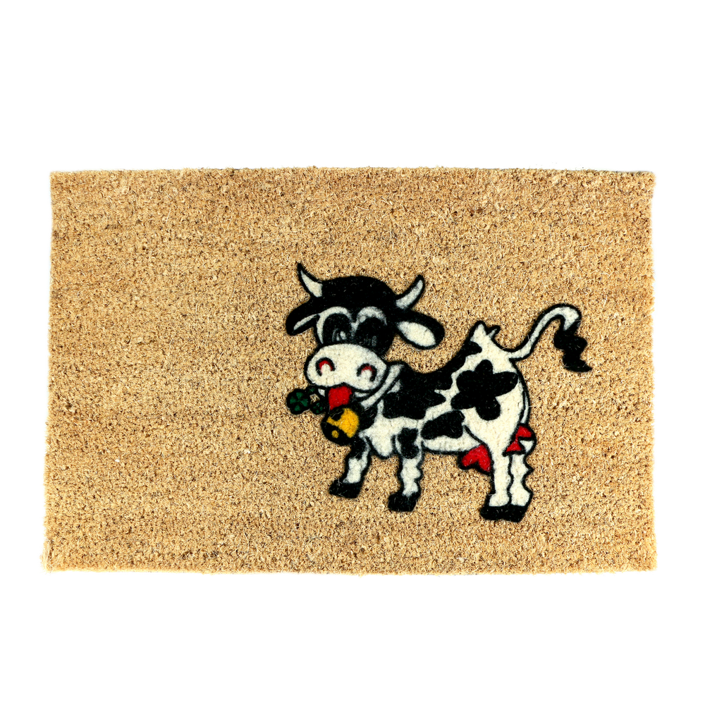 Oferte la Stergator intrare Coco Flock, model cu vaca, fibra de nuca de cocos pe suport cauciuc, 40 x 60 cm