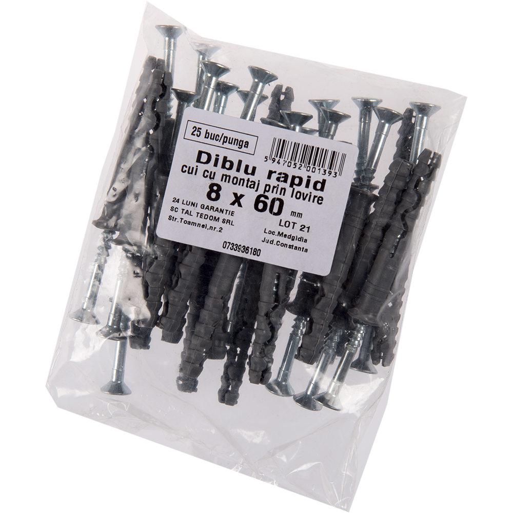 Oferte la Diblu rapid Y cu surub, 8 x 60 mm, 25 buc/punga
