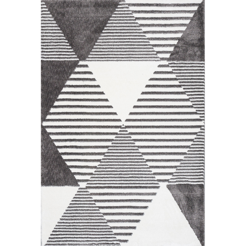 Oferte la Covor modern Sintelon Creative 02GWG 1K, poliester, model cu romburi (si dungi), alb, gri, 70 x 140 cm 