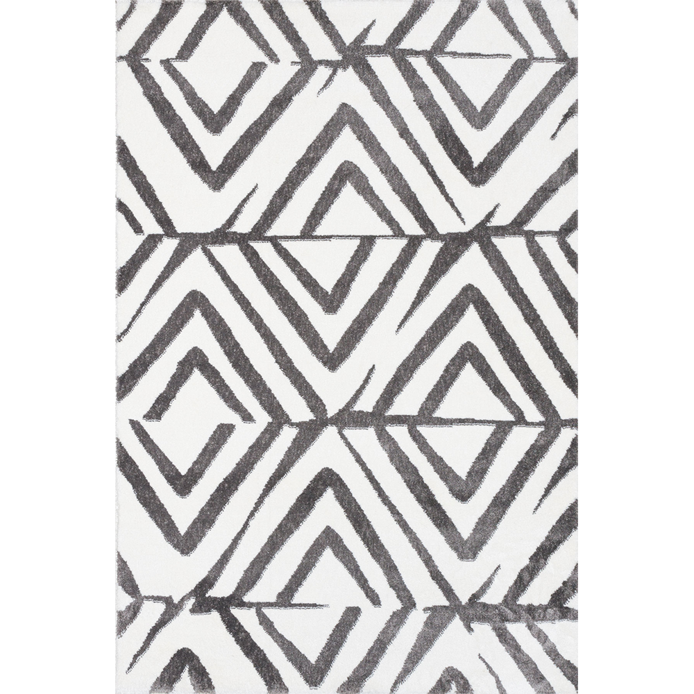 Oferte la Covor modern Sintelon Creative O 08WGW 1K, poliester, model geometric, alb, gri, 70 x 140 cm 