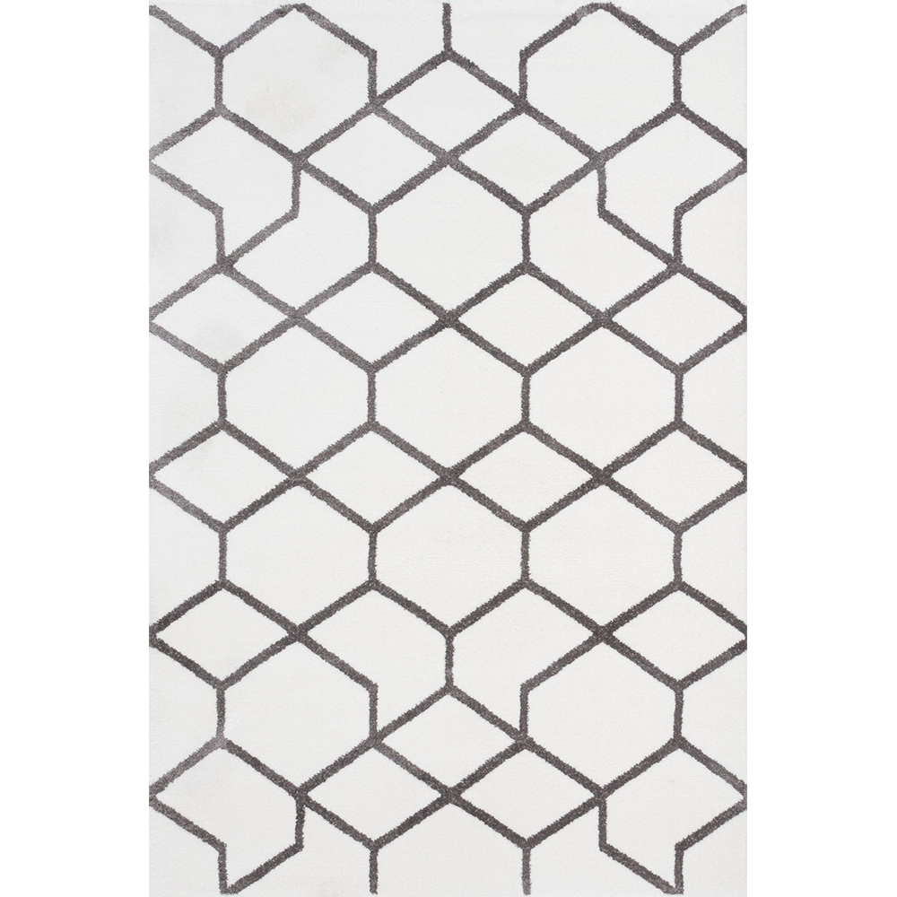 Oferte la Covor modern Sintelon Creative O 13WGW 1K, poliester, modelgeometric alb, gri, 70 x 140 cm