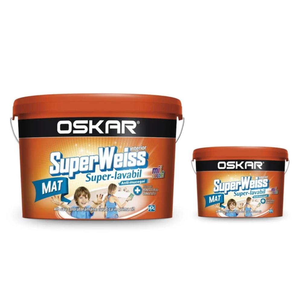Oferte la Vopsea Super-Lavabila de interior Oskar SuperWeiss, anti-mucegai, alb mat, 15l + 2.5l