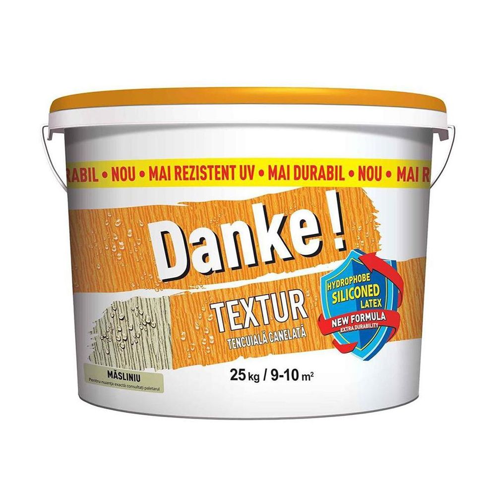 Oferte la Tencuiala decorativa siliconica Danke Textur, aspect scoarta de copac, granulatie 1.5 mm, interior/exterior, masliniu, 25 kg