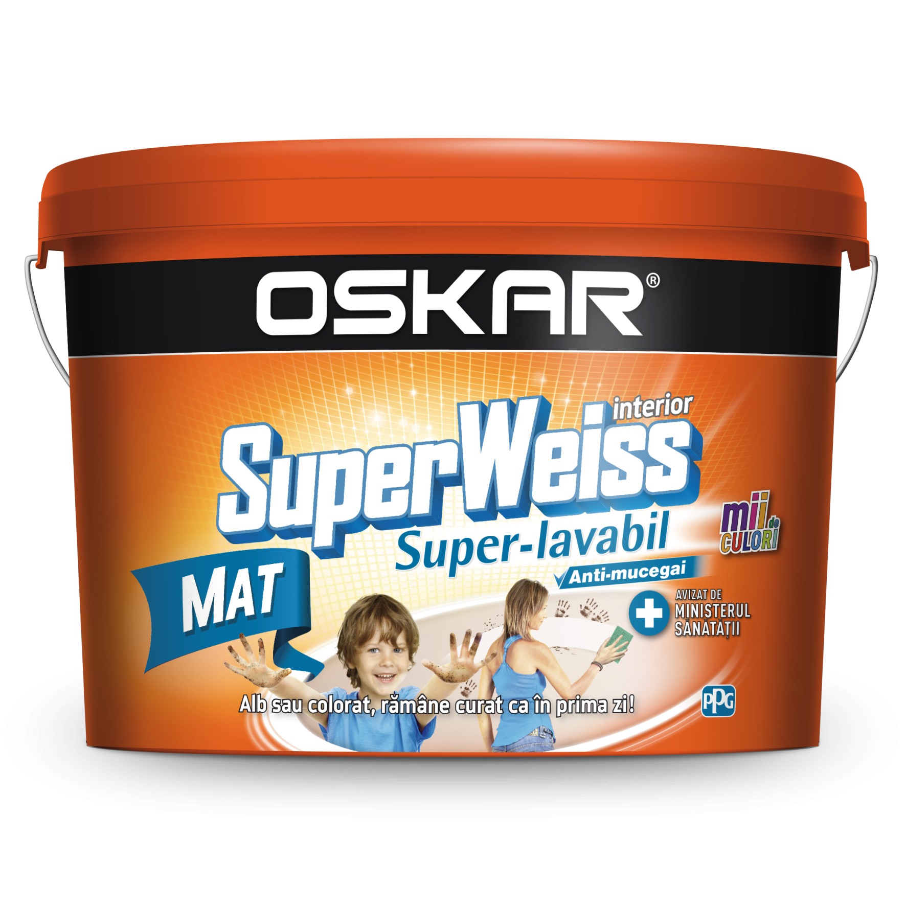 Oferte la Vopsea Super-Lavabila de interior Oskar SuperWeiss, anti-mucegai, alb mat 2.5l