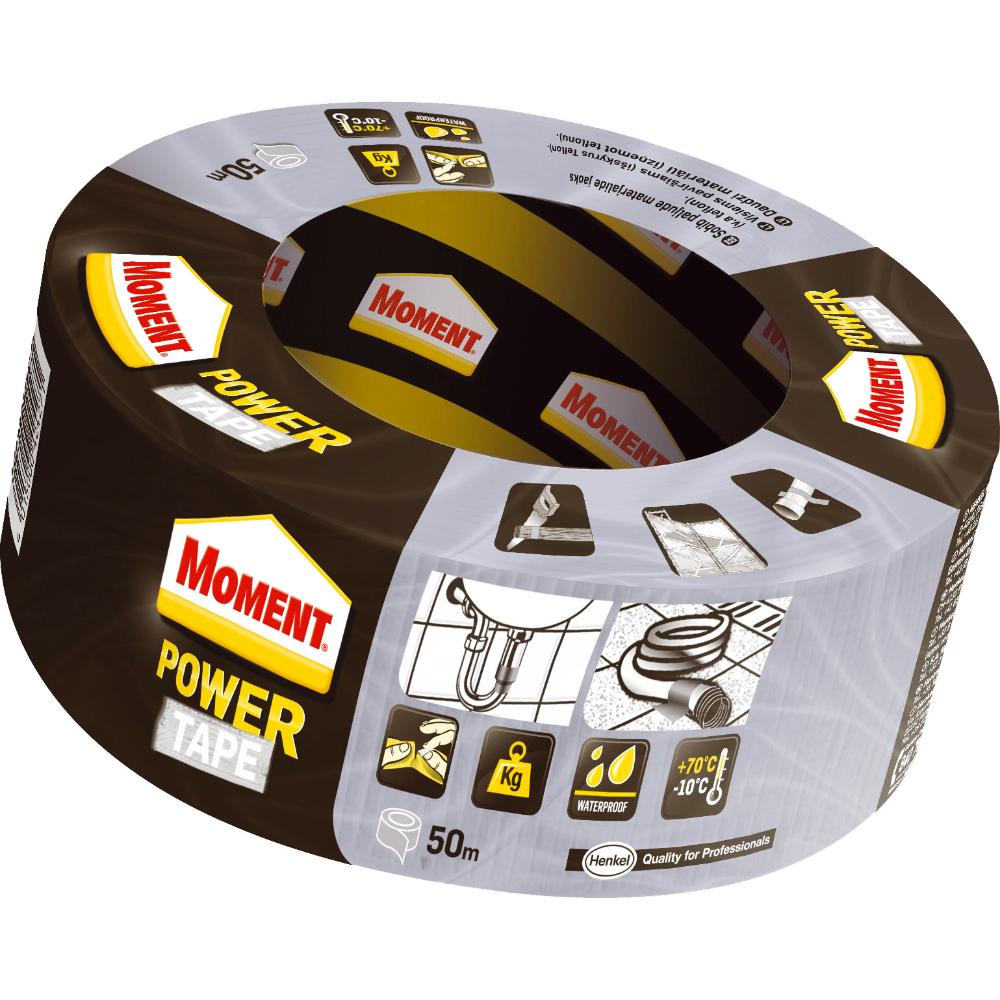 Oferte la Banda adeziva, pentru reparatii, Moment Power Tape din polietilena si panza, argintiu, 48 mm x 50 m