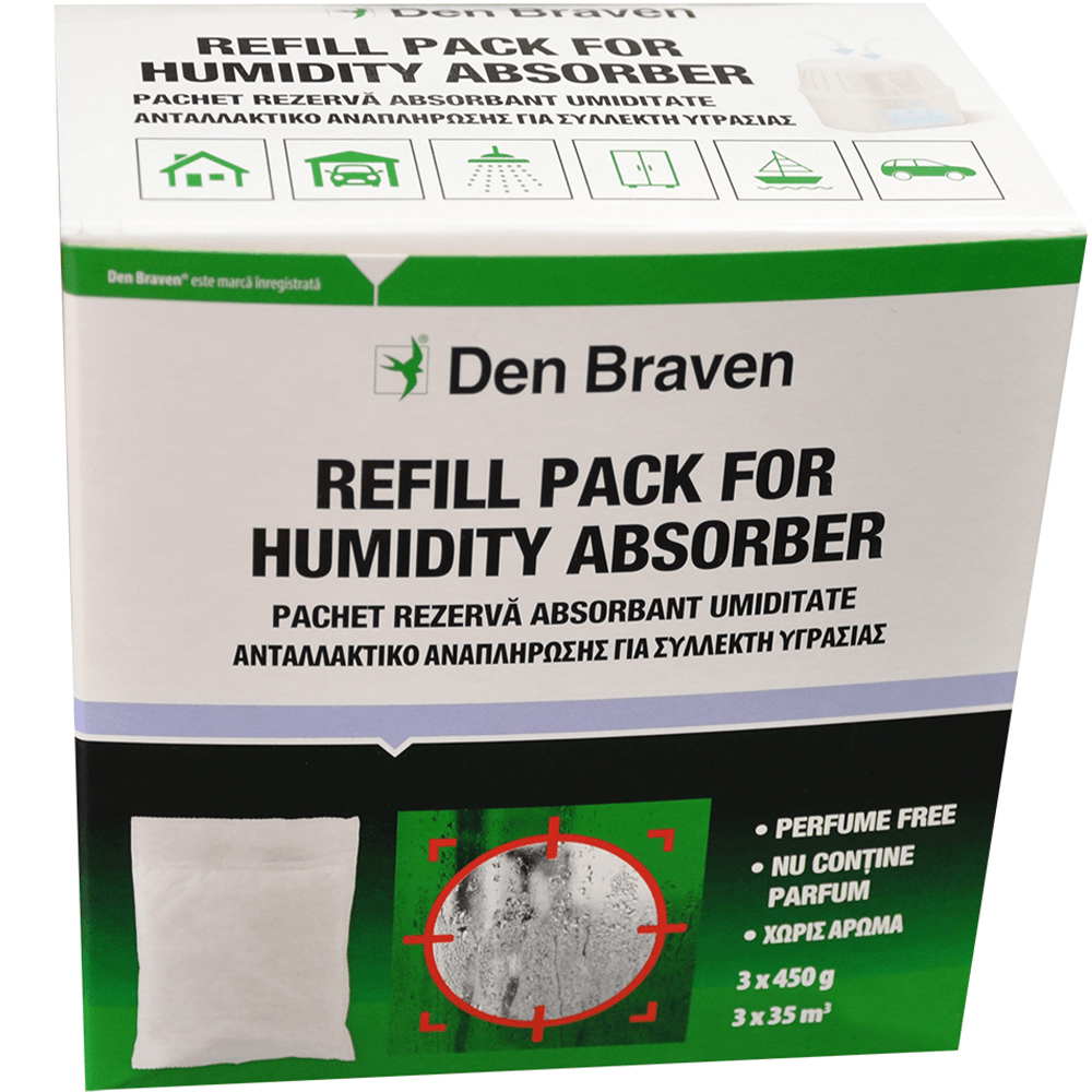 Oferte la Set rezerve aparat absorbant umiditate Den Braven , interior, fara parfum, 3 x 450 g