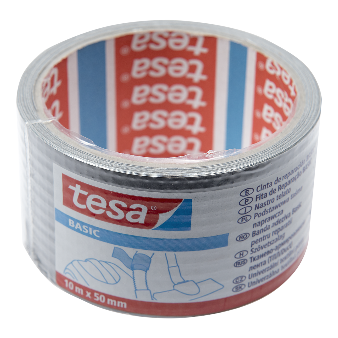 Oferte la Banda adeziva pentru reparatii Tesa BASIC Duct Tape – 58586,  gri metalizat, 50 mm