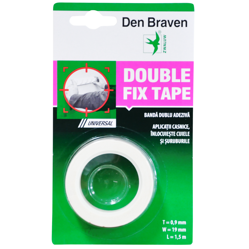 Oferte la Banda dublu adeziva universala Den Braven, 19 mm x 1,5 m