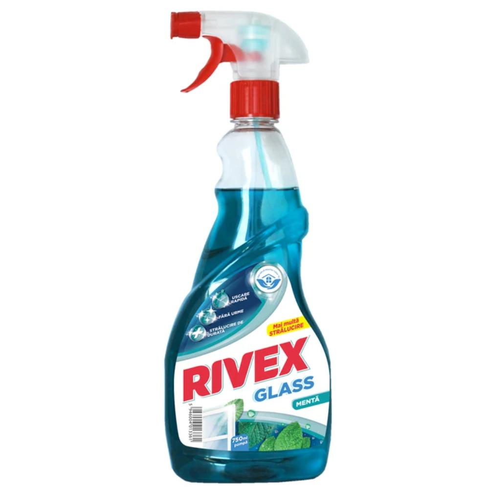 Oferte la Solutie pentru geamuri Rivex, menta, cu pulverizator, 750 ml