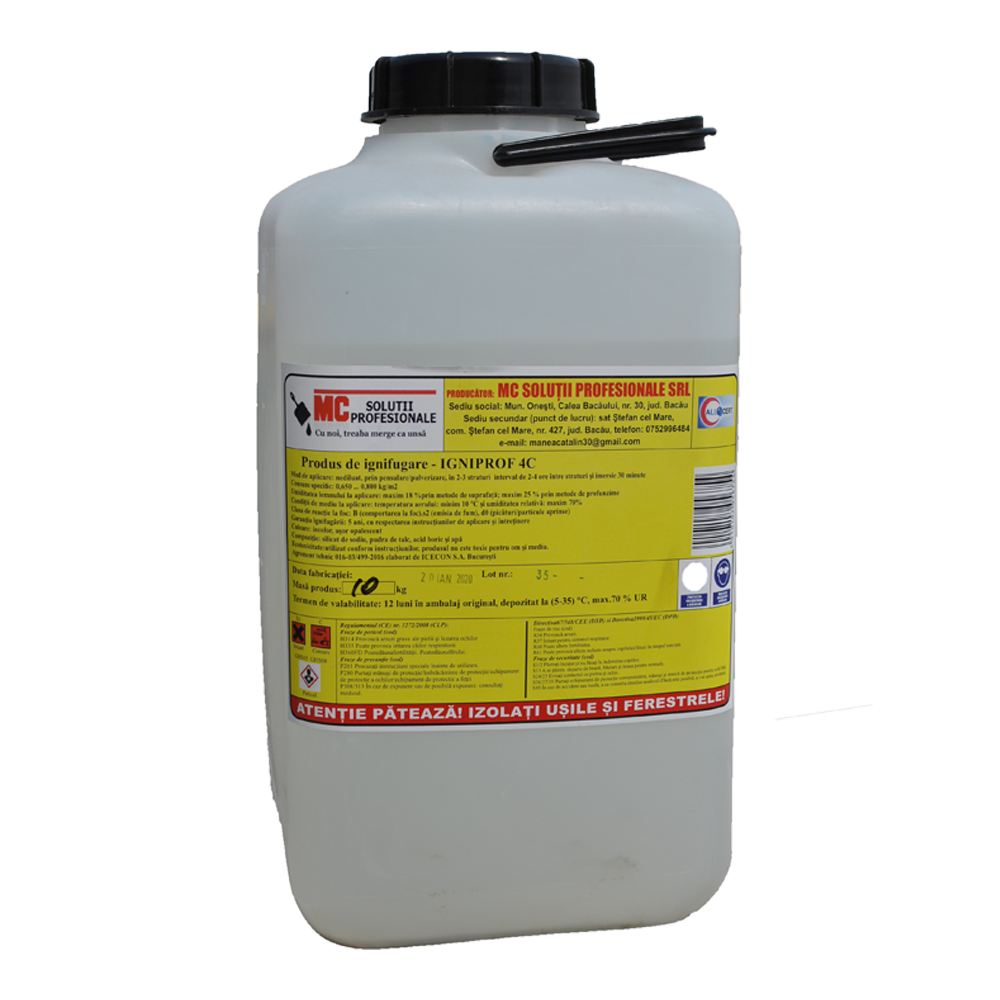Oferte la Solutie ignifugare lemn Igniprof 4C, interior, nediluat, 10 l