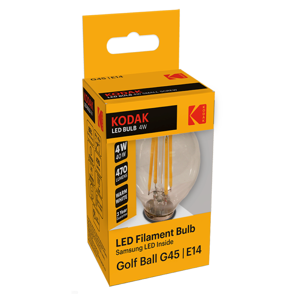 Oferte la Bec LED Kodak G45, glob, E14, 4W, 470 lm, lumina calda 2700-3000K