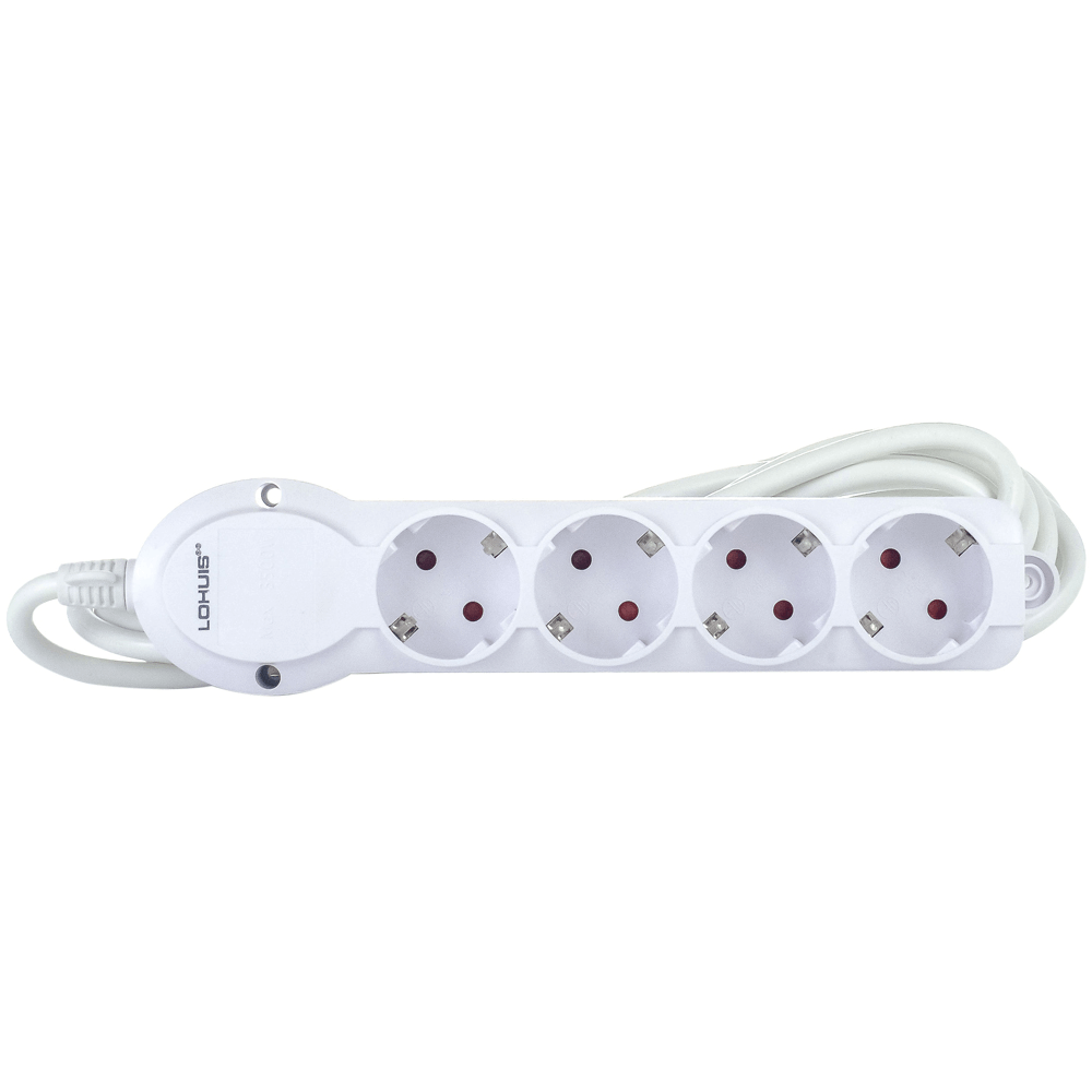 Oferte la Prelungitor Lohuis cu 4 prize, contact de protectie, 5 m, 3500W, IP20, alb
